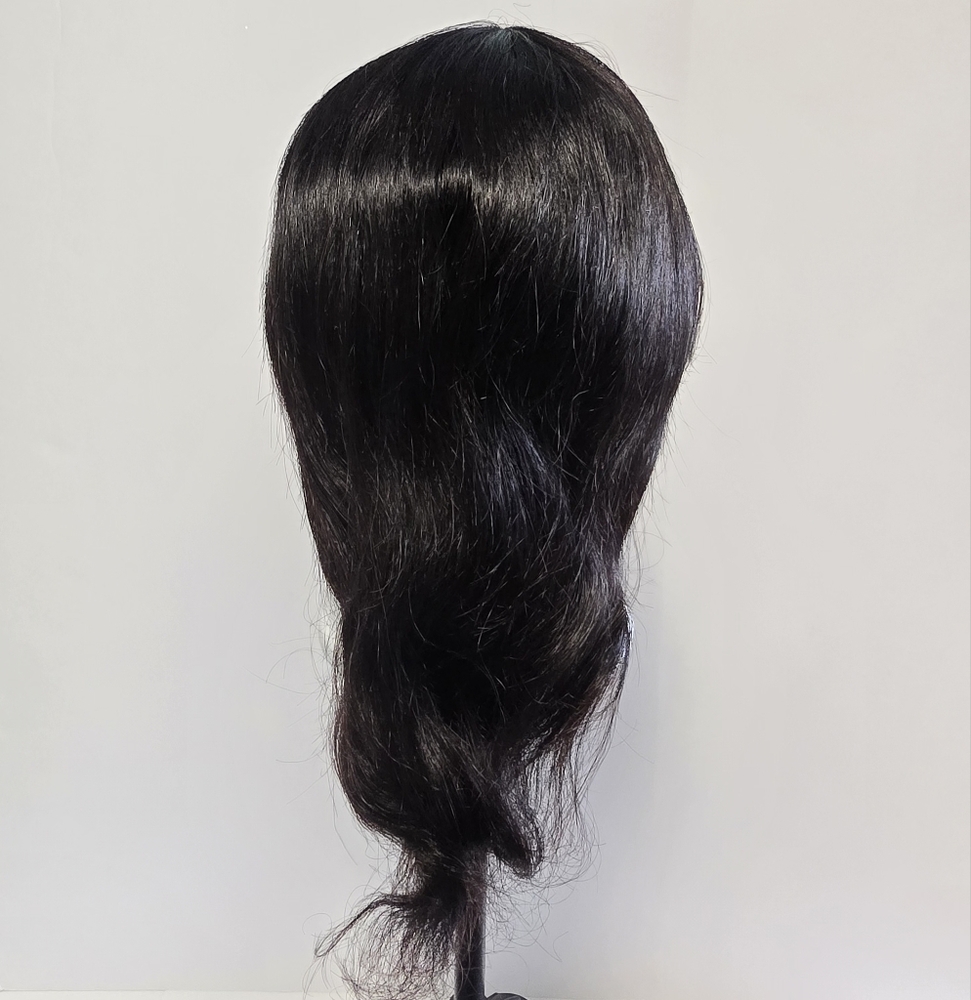 New Natural Black 100% Human Hair Wig With Bangs - Picture 9 of 16